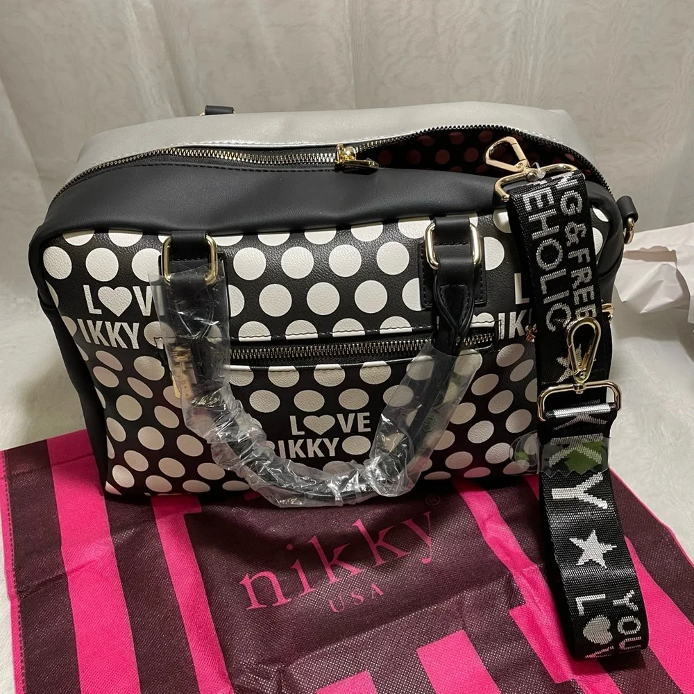 Nikky by Nicole Lee  Love Polka Dot Bowler/Crossbody Bag, NWT